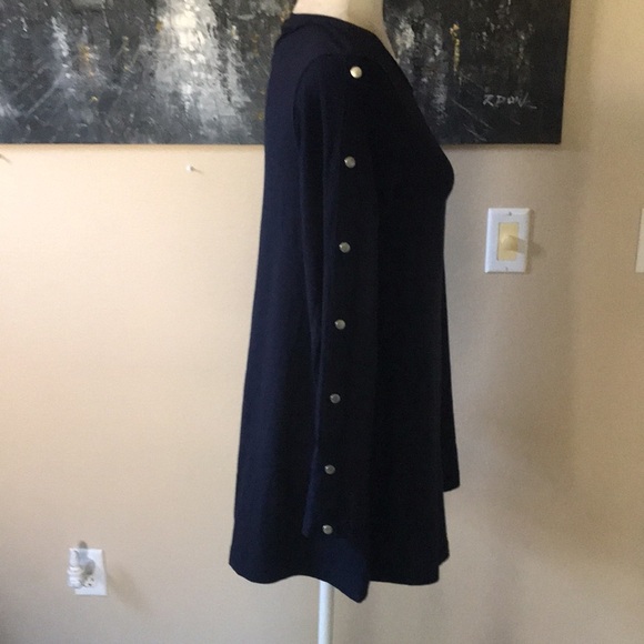 Chicos Button-Sleeve Navy Blue Long Sleeved Tunic with Flair Hem-Size 0/Small - Picture 4 of 6